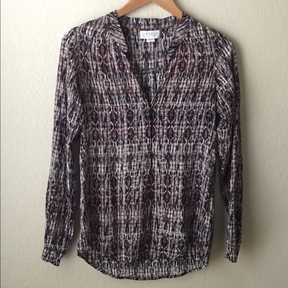 Velvet Brand Patterned Long Sleeve Blouse